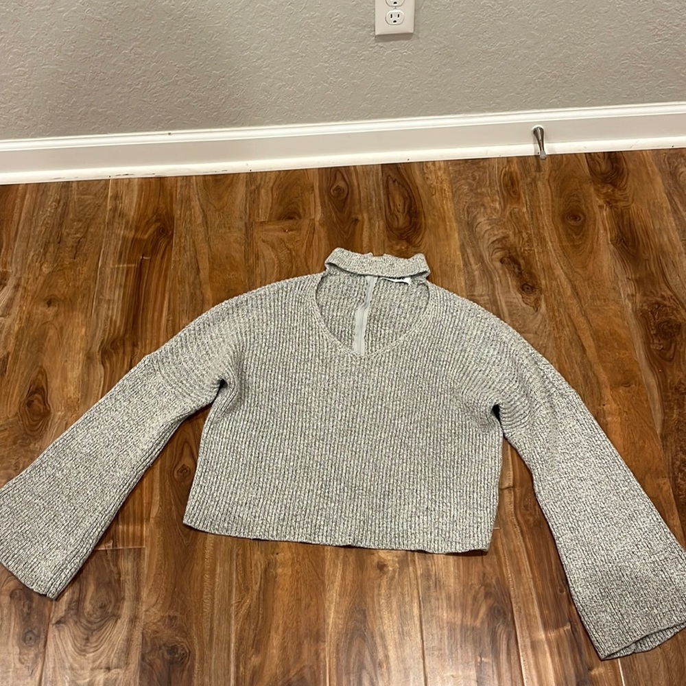 Grey, chest cut out, choker neck sweater